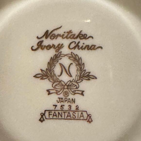 Noritake Ivory China Fantasia 7532 Plate & Cup Set Gold Trim Elegant Dinnerware - Picture 5 of 9